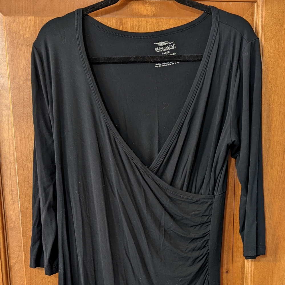 Black Bamboo Dreams tea length dress with 3/4 length sleeve